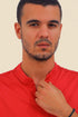 T-Shirt in cotton with round neckline with front opening
